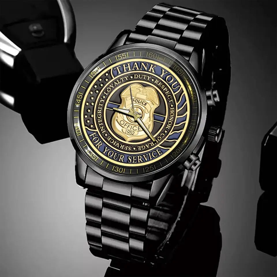 Personalized Thank You For Your Service Police Officer Custom Time Watch Printed QTKH241118
