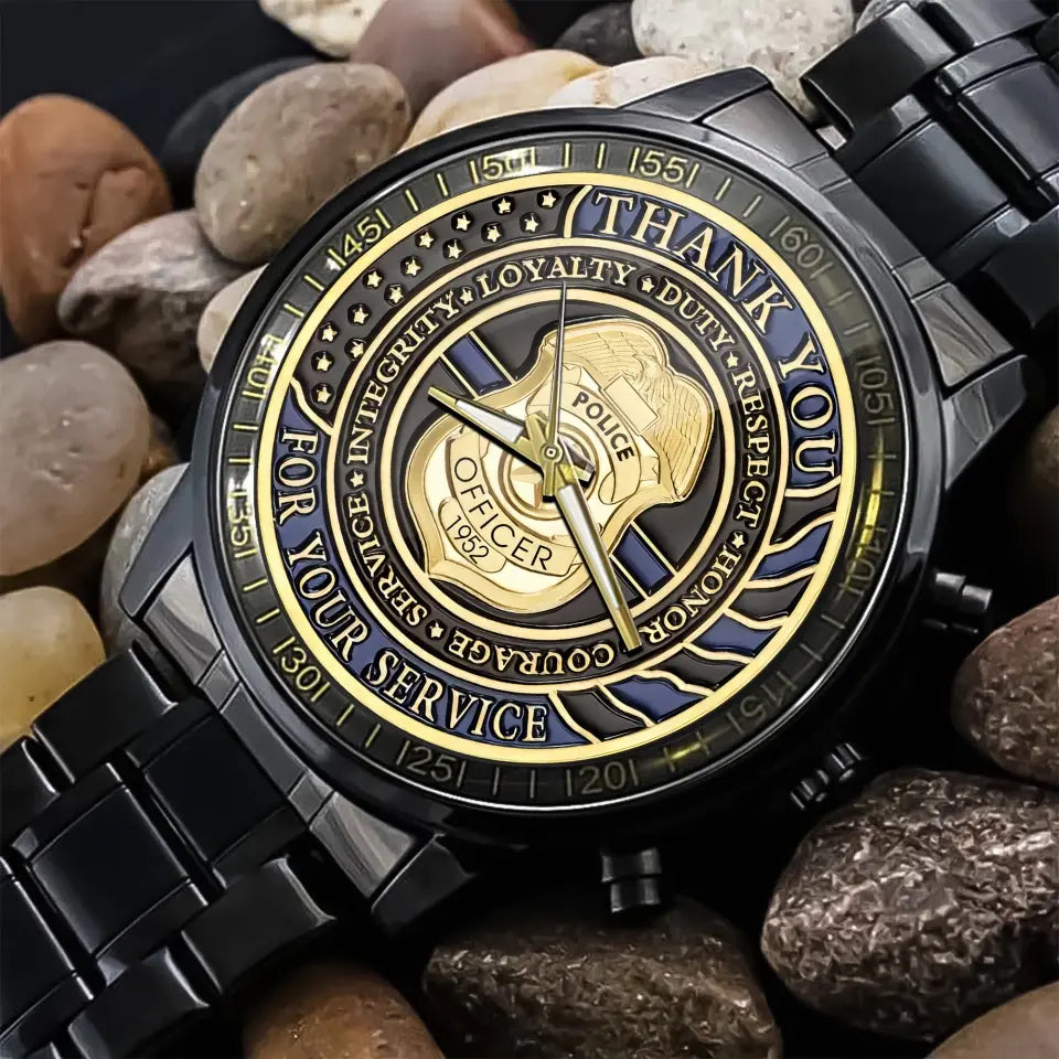 Personalized Thank You For Your Service Police Officer Custom Time Watch Printed QTKH241118