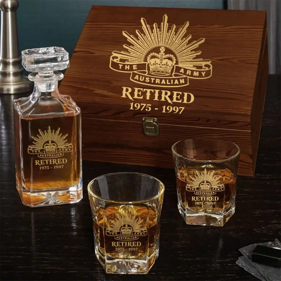Personalized Australian Army Logo Retired Canadian Veteran Custom Time Decanter Set with Glasses Printed QTHN241115