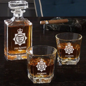 Personalized UK Police Logo Custom Name & ID Decanter Set with Glasses Printed QTLVA241116