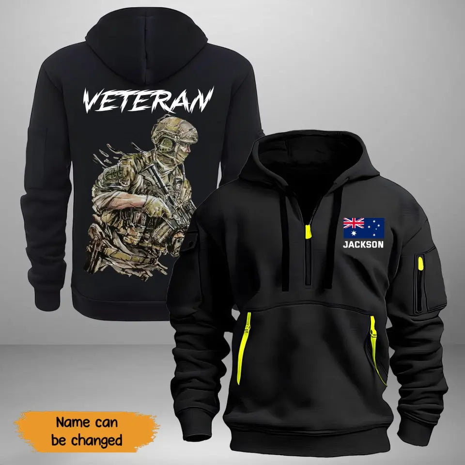 Personalized Australian Veteran Custom Name Quarter Zip Hoodie 2D Printed KVH241133