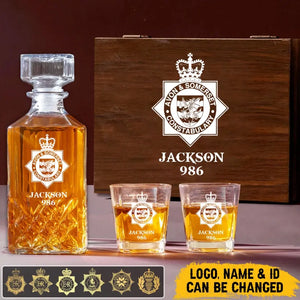 Personalized UK Police Logo Custom Name & ID Decanter Set with Glasses Printed QTLVA241116