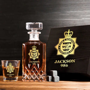 Personalized UK Police Logo Custom Name & ID Decanter Set with Glasses Printed QTLVA241116