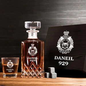 Personalized Australian Police Logo Custom Name & ID Decanter Set with Glasses Printed QTLVA241116