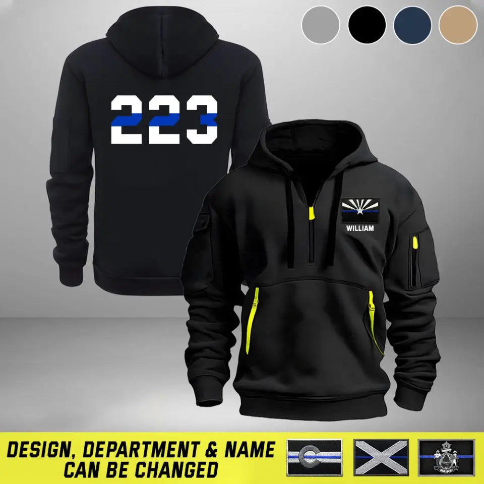 Personalized USA Police Flag Custom Name & ID Quarter Zip Hoodie 2D Printed QTHN241147