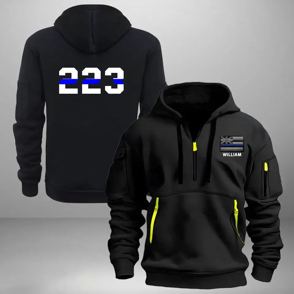 Personalized USA Police Flag Custom Name & ID Quarter Zip Hoodie 2D Printed QTHN241147