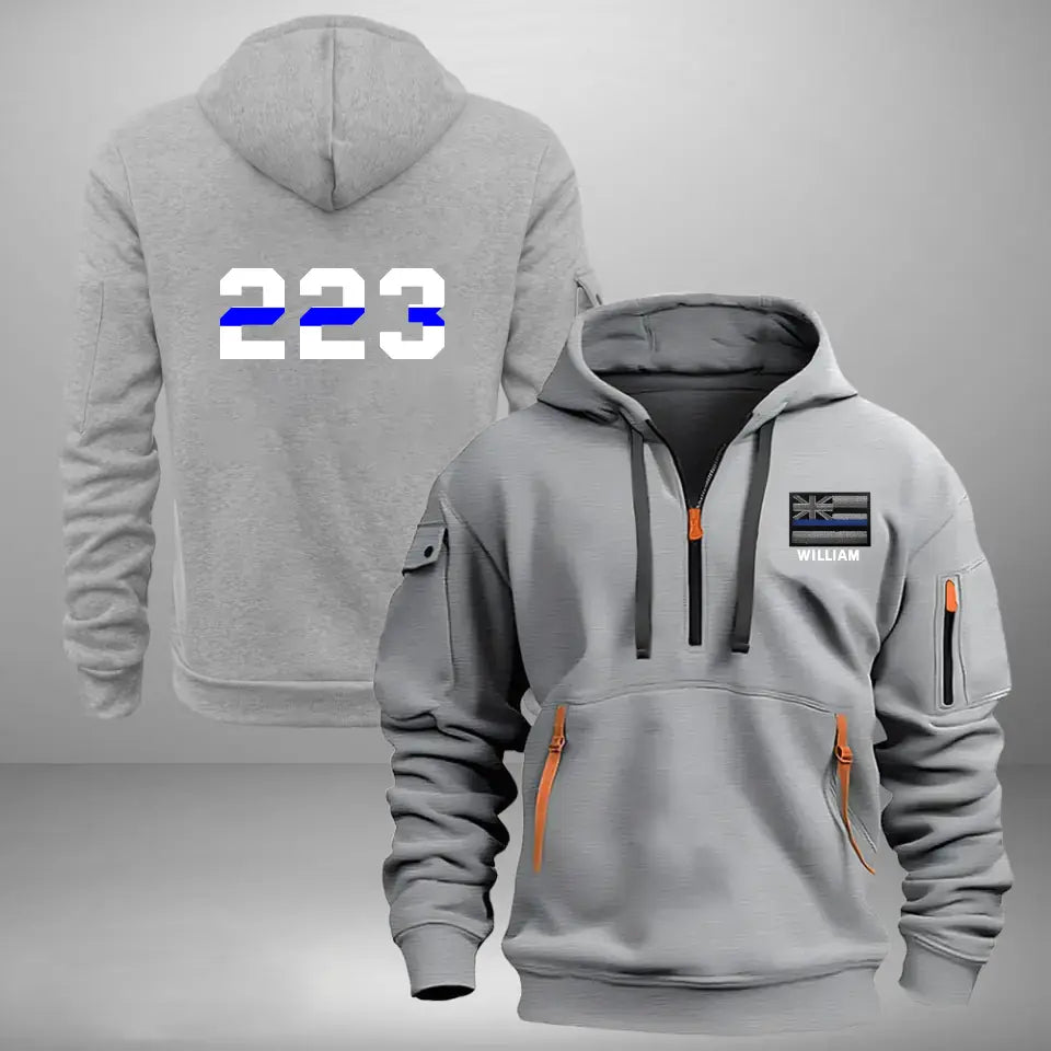 Personalized USA Police Flag Custom Name & ID Quarter Zip Hoodie 2D Printed QTHN241147