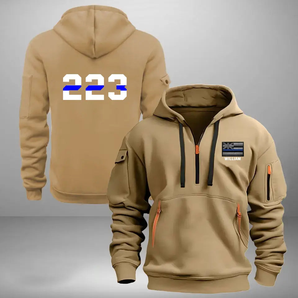 Personalized USA Police Flag Custom Name & ID Quarter Zip Hoodie 2D Printed QTHN241147