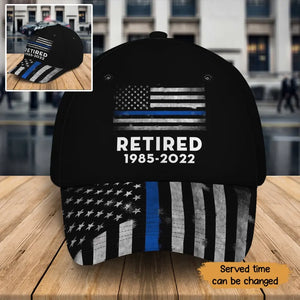 Personalized Retired US Police Blue line Custom Time Cap Printed QTKH241154