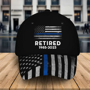 Personalized Retired US Police Blue line Custom Time Cap Printed QTKH241154