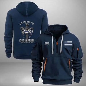 Personalized Blessed Are The Peagemakers For They Shall Be Called The Children of God US Police Quarter Zip Hoodie 2D Printed VQ241161