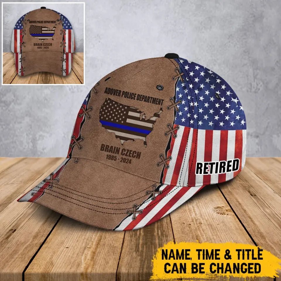 Personalized US Police Department Custom Name & Time Cap 3D Printed AHVA241186