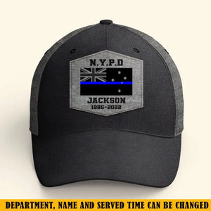 Personalized Australian Police Custom Department & Name Thin Blue Line Flag Cap Printed KVH241188