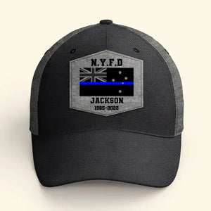 Personalized Australian Police Custom Department & Name Thin Blue Line Flag Cap Printed KVH241188