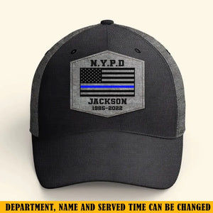 Personalized US Police Custom Department & Name Thin Blue Line Flag Cap Printed KVH241188
