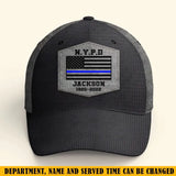 Personalized US Police Custom Department & Name Thin Blue Line Flag Cap Printed KVH241188