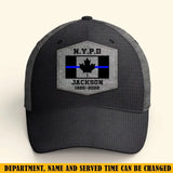 Personalized Canadian Police Custom Department & Name Thin Blue Line Flag Cap Printed KVH241188