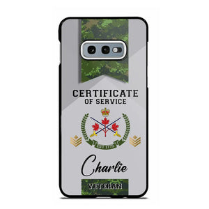 Personalized Canadian Veteran Logo Custom Name & Rank Gold Phonecase Printed AHHN241185