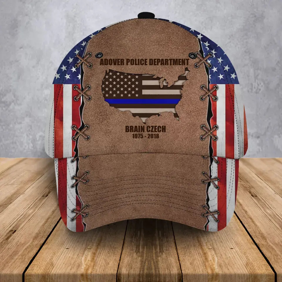 Personalized US Police Department Custom Name & Time Cap 3D Printed AHVA241186
