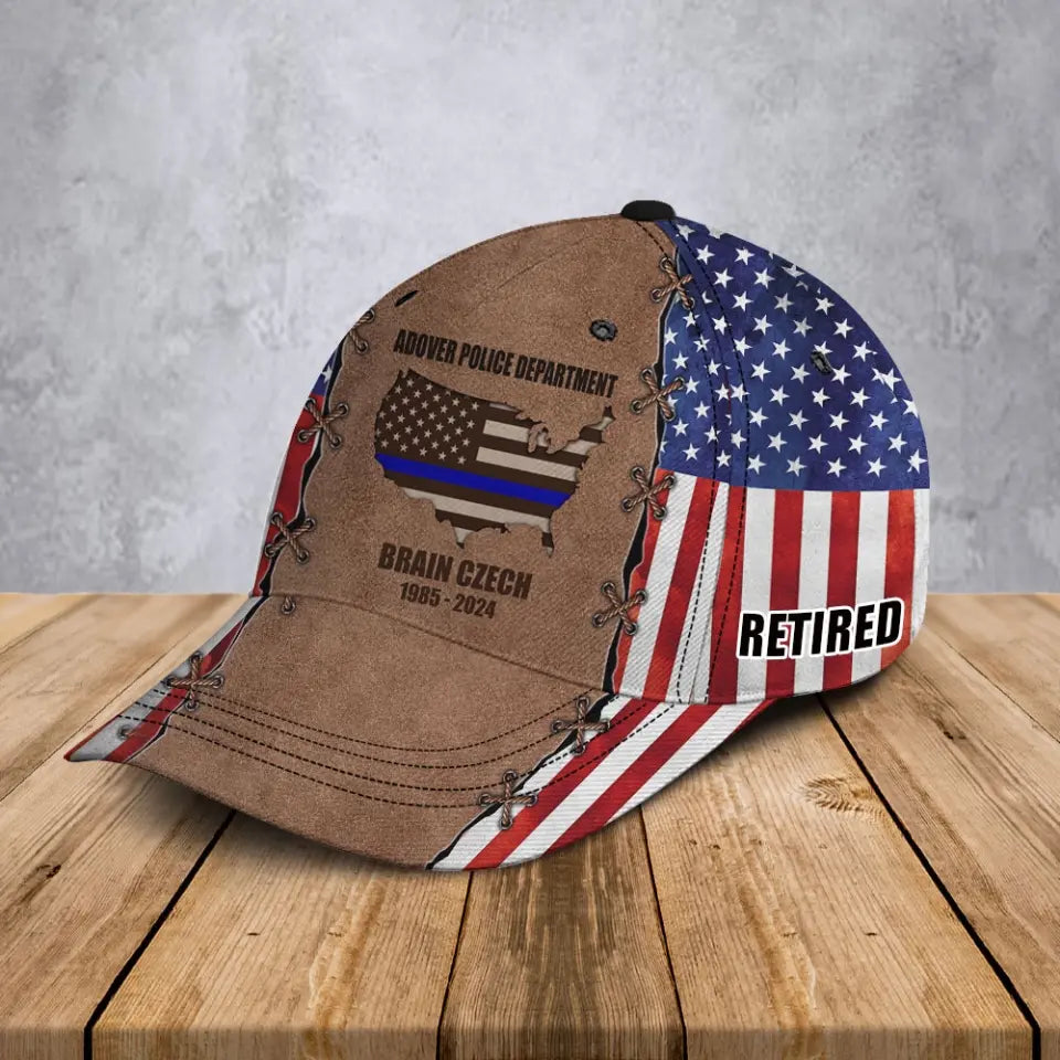 Personalized US Police Department Custom Name & Time Cap 3D Printed AHVA241186