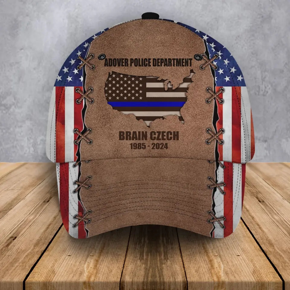Personalized US Police Department Custom Name & Time Cap 3D Printed AHVA241186