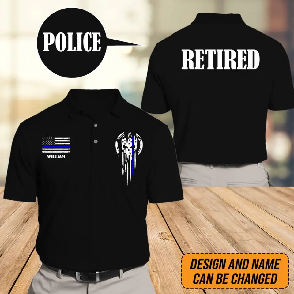 Personalized Police Punisher US Police Flag Custom Name Polo Shirt Printed QTHN241202