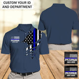 Personalized Retired US Police Flag Blue Line Custom Service Time Polo Shirt Printed HN241213