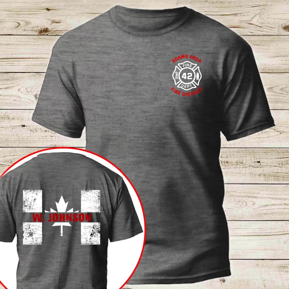 Personalized Canadian Firefighter Canada Flag Custom Name, ID & Department T-shirt Printed VQ241221