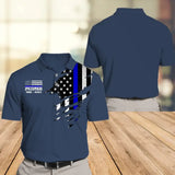 Personalized Retired US Police Flag Blue Line Custom Service Time Polo Shirt Printed HN241213