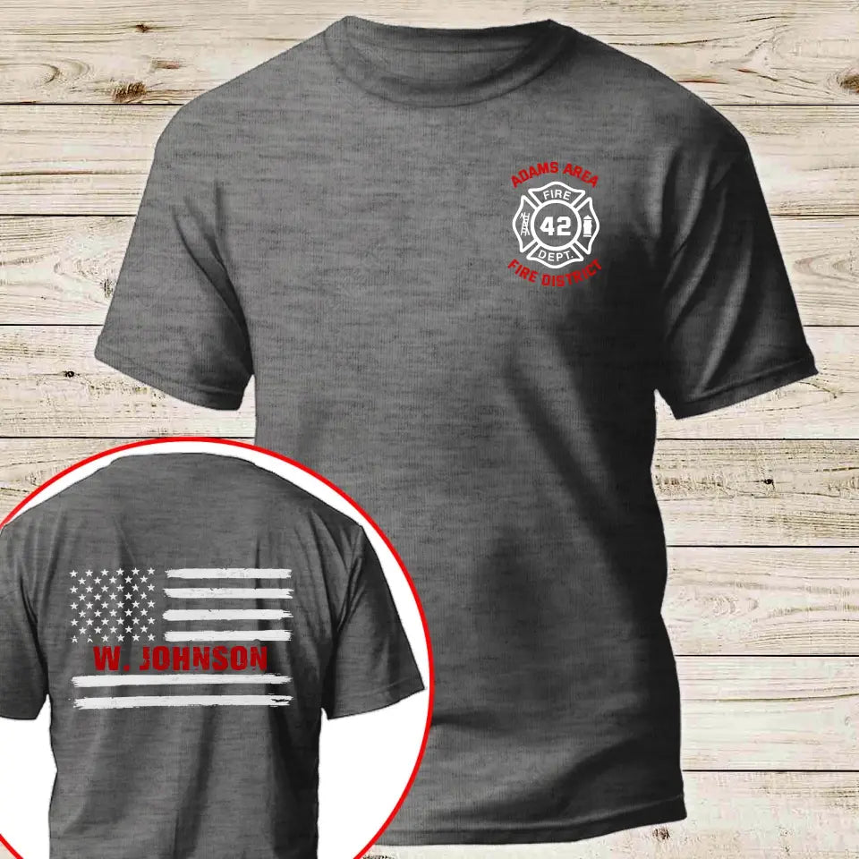 Personalized US Firefighter US Flag Custom Name, ID & Department T-shirt Printed VQ241221