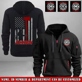 Personalized US Firefighter Flag Custom Name, Department & ID Quarter Zip Hoodie 2D Printed VQ241227