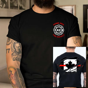Personalized Canadian Firefighter Flag Custom Name, ID & Department T-shirt Printed KVH241263