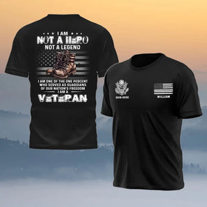 Personalized I Am Not A Hero Not A Legend I Am One Of The One Percent Who Served As Guardians Of Our Nation's Freedom I Am A Veteran US Veteran Logo T-shirt Printed QTHN241259