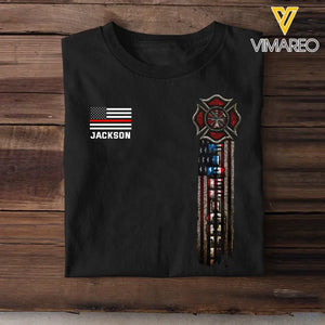 Personalized US Firefighter Flag Tshirt 2D Printed QTKH241288