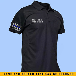Personalized Retired US Police Flag Custom Name & Time Polo Shirt 2D Printed QTKH241300