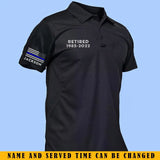 Personalized Retired US Police Flag Custom Name & Time Polo Shirt 2D Printed QTKH241300