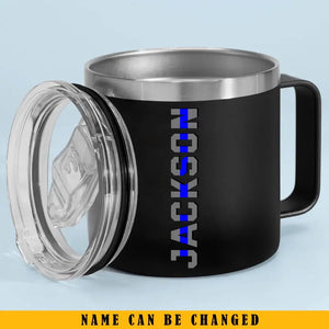 Personalized Police Name Thin Blue Line Coffee Cup Printed QTKH241328