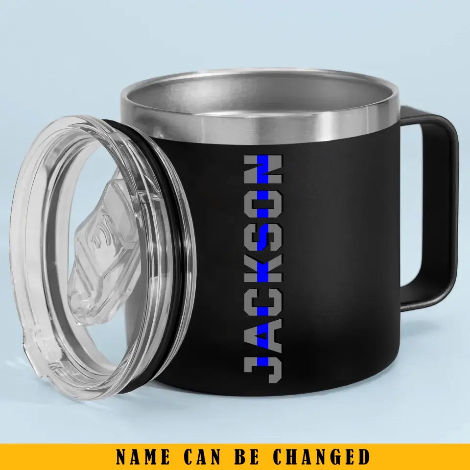 Personalized Police Name Thin Blue Line Coffee Cup Printed QTKH241328
