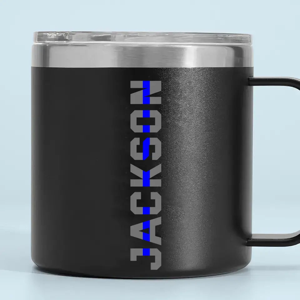 Personalized Police Name Thin Blue Line Coffee Cup Printed QTKH241328