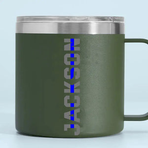 Personalized Police Name Thin Blue Line Coffee Cup Printed QTKH241328