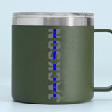 Personalized Police Name Thin Blue Line Coffee Cup Printed QTKH241328