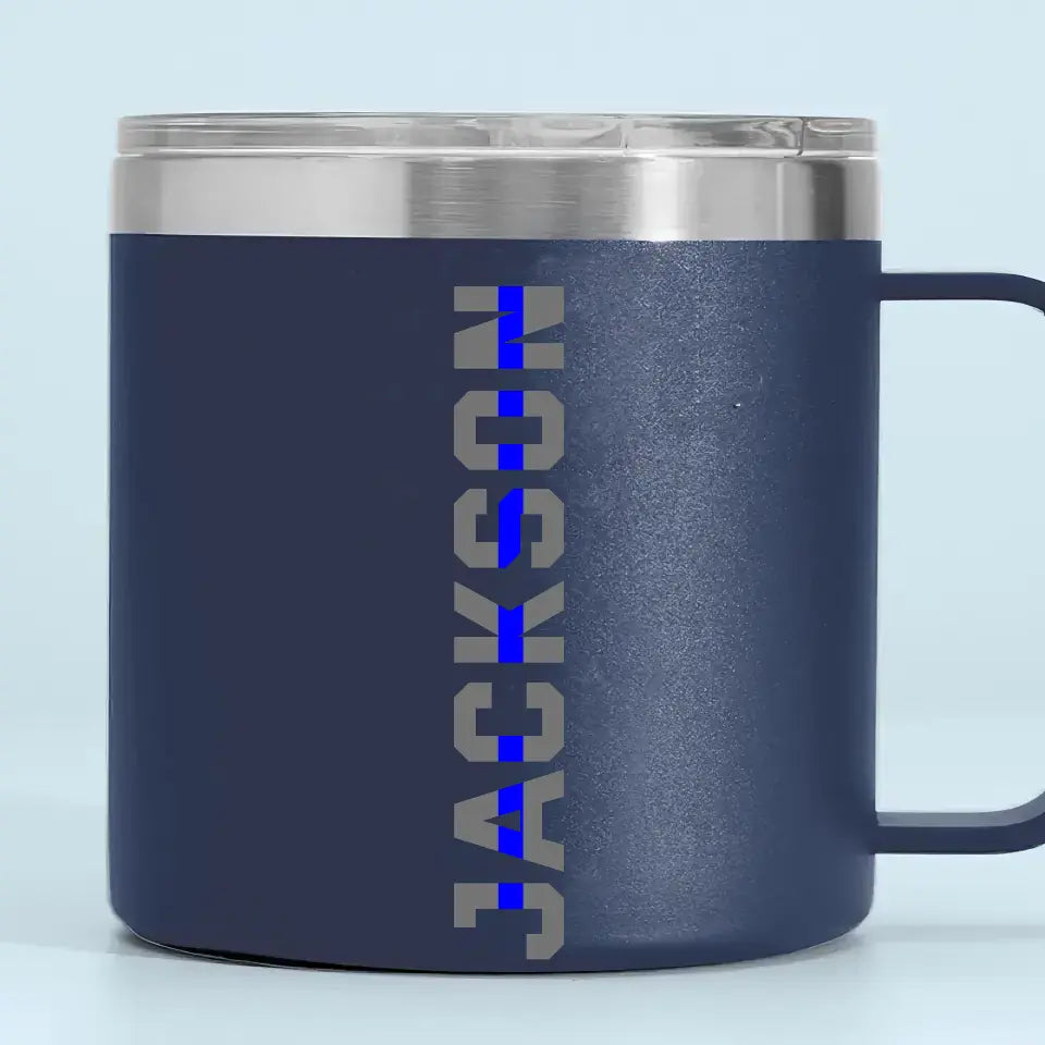 Personalized Police Name Thin Blue Line Coffee Cup Printed QTKH241328