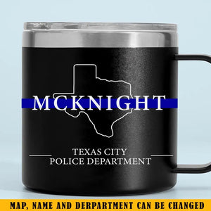 Personalized US State Police Thin Blue Line Custom Name & Department Coffee Cup Printed QTKH241331