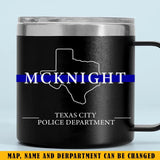 Personalized US State Police Thin Blue Line Custom Name & Department Coffee Cup Printed QTKH241331