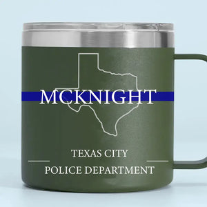 Personalized US State Police Thin Blue Line Custom Name & Department Coffee Cup Printed QTKH241331