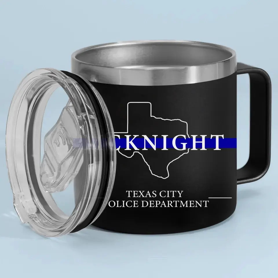 Personalized US State Police Thin Blue Line Custom Name & Department Coffee Cup Printed QTKH241331