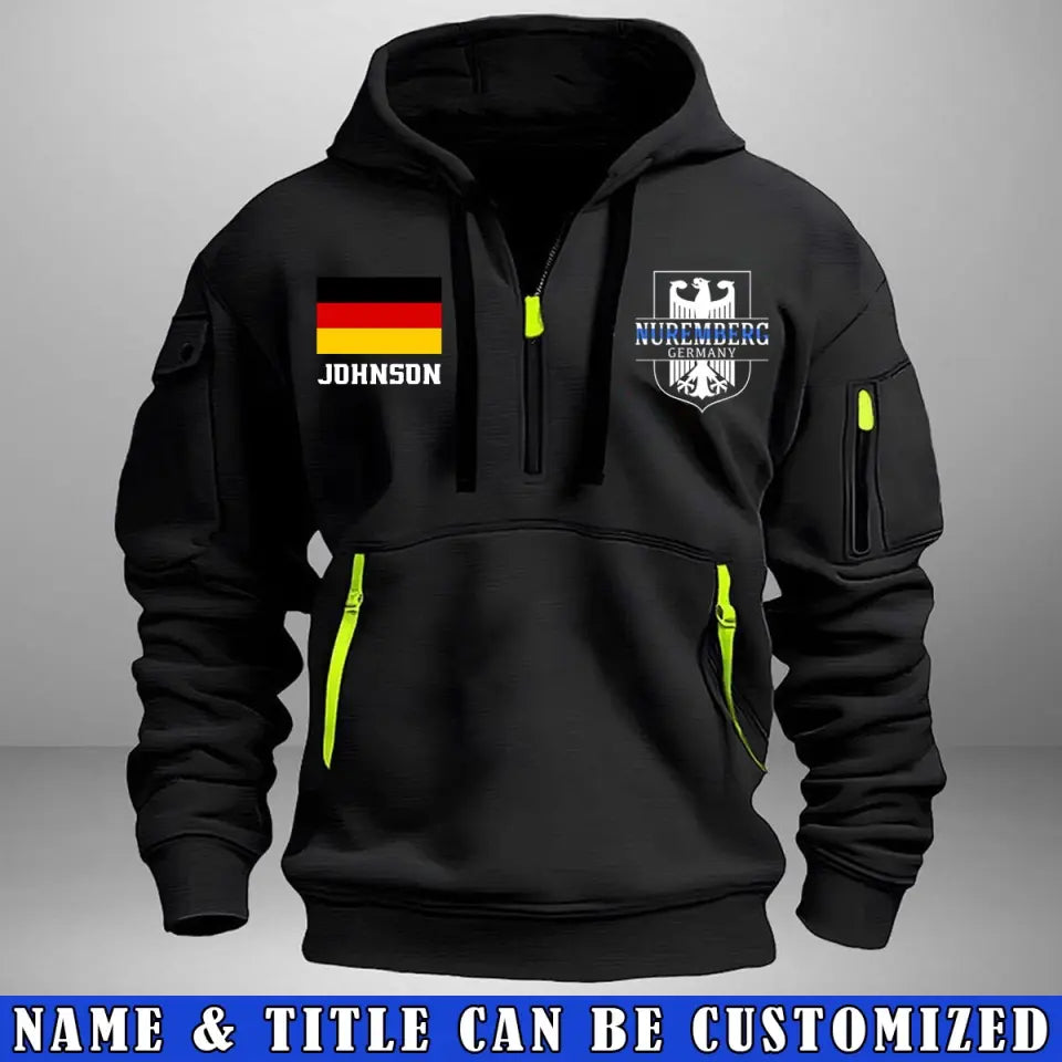 Personalized Nuremberg Germany German Police Custom Name Quarter Zip Hoodie 2D Printed QTVA241337
