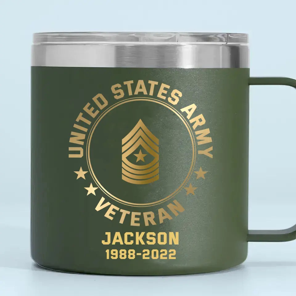 Personalized US Army Logo US Veteran Custom Service Time Coffee Cup Printed KVH241341