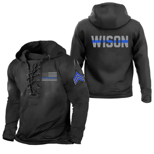 Personalized US Police Logo Custom Name Lace-up Long Sleeves Hoodie 3D Printed LVA241349