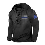 Personalized US Police Logo Custom Name Lace-up Long Sleeves Hoodie 3D Printed LVA241349